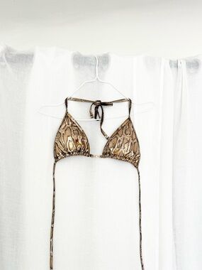 metallic snakeskin bikini top ✧